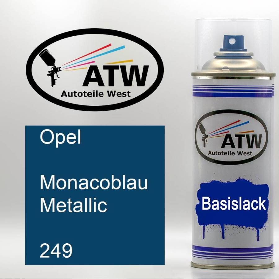 Opel, Monacoblau Metallic, 249: 400ml Sprühdose, von ATW Autoteile West.